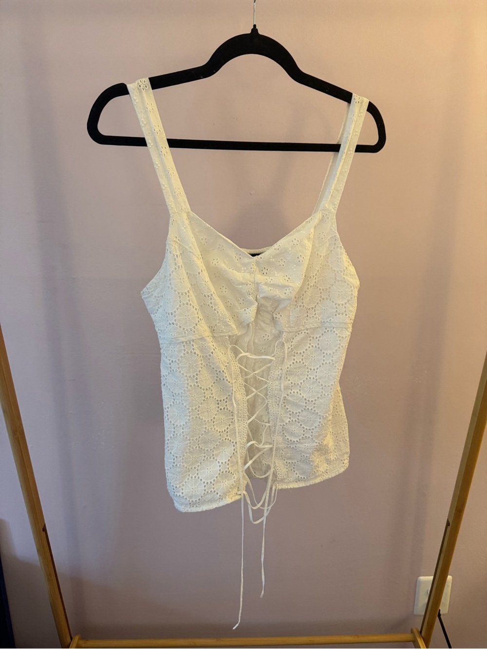 Lane Bryant White Lace Eyelet Corset Camisole